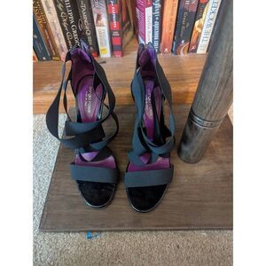 Sergio Rossi Women's Size 39 US 9 Black Leather Strappy Open Toe Sandals